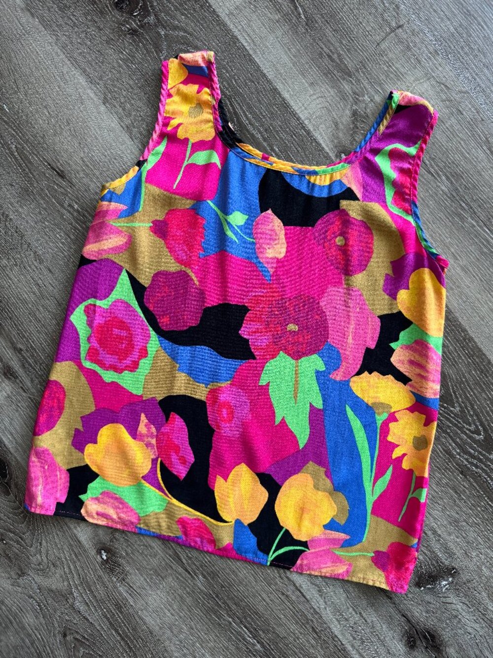 Vintage 90s St. Michael Abstract Floral 100% Viscose Tank Top Size 12